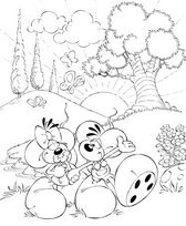 coloriage diddl et diddlina se promenent main dans la main